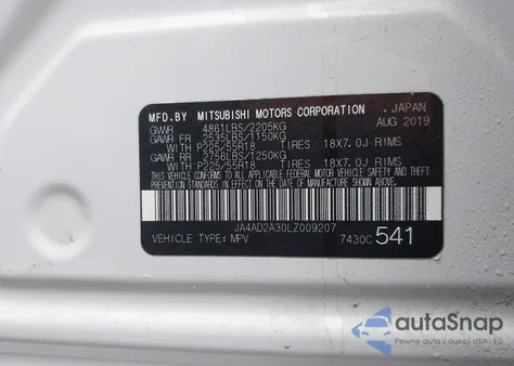 2020 Mitsubishi Outlander Es 2.4 z USA, uszkodzony, nr VIN JA4AD2A30LZ009207